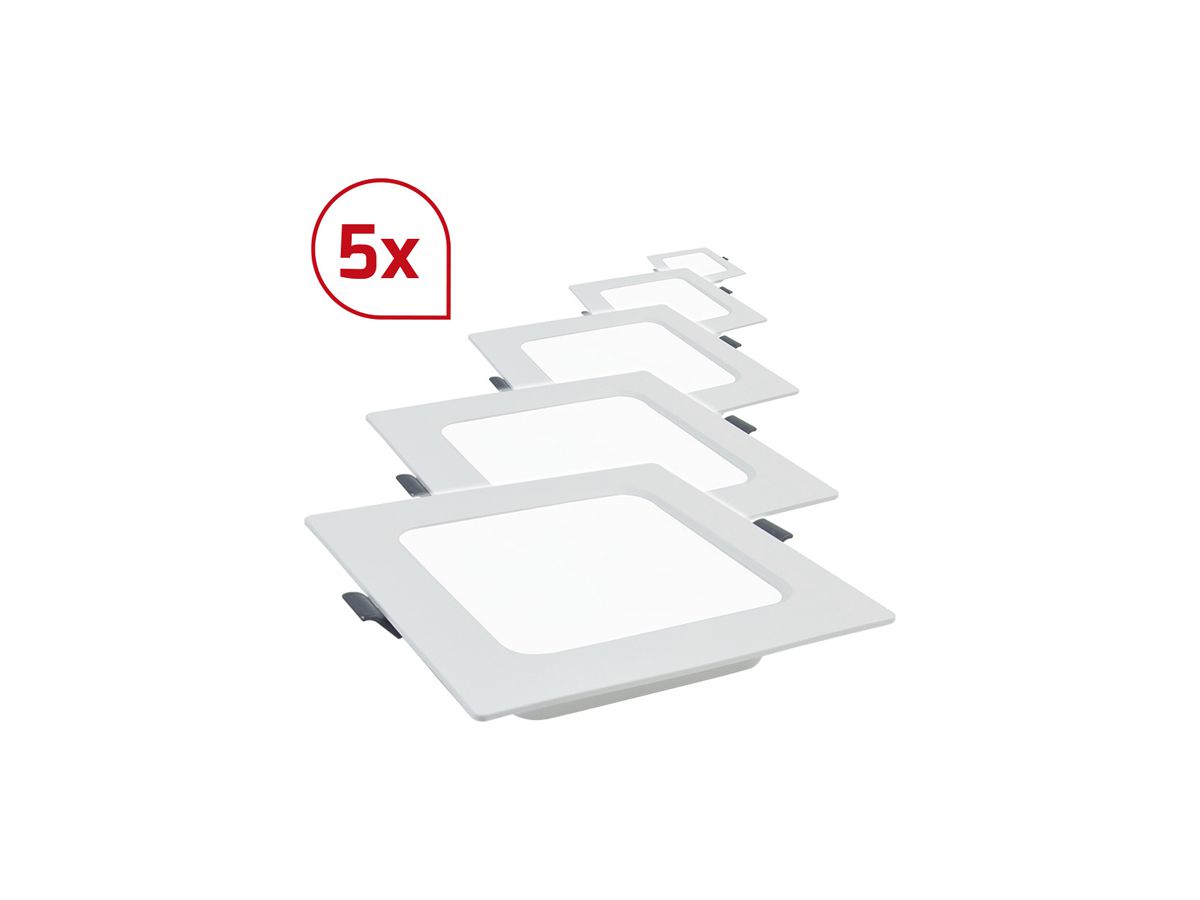 EB-LED-Deckenleuchte DOTLUX SQUAREeco 22W 1980lm 840 224×224mm weiss 5er Set