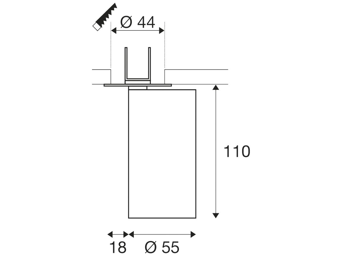 Spot SLV KAMI GU10 1×0…10W Ø55×125mm weiss