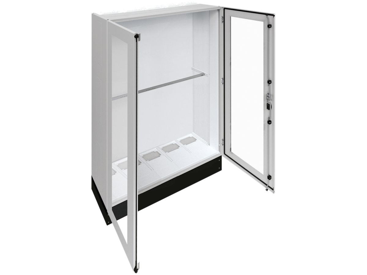 Schrank Hager univers SKII 1850×1300×400mm mit Sockel 200mm+Tür transparent IP55