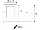 EB-LED-Bodenleuchte SLV DASAR M IP67 6.5W 450lm 830 24° DALI 120×120mm an