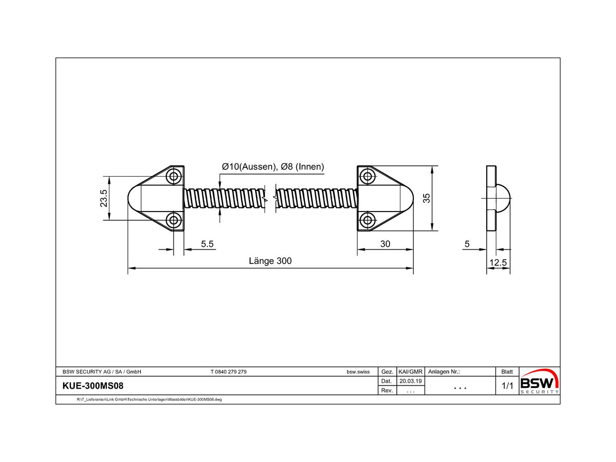 Kabelübergang-Set 300mm, Ø10/8mm, Messing/Kunststoff