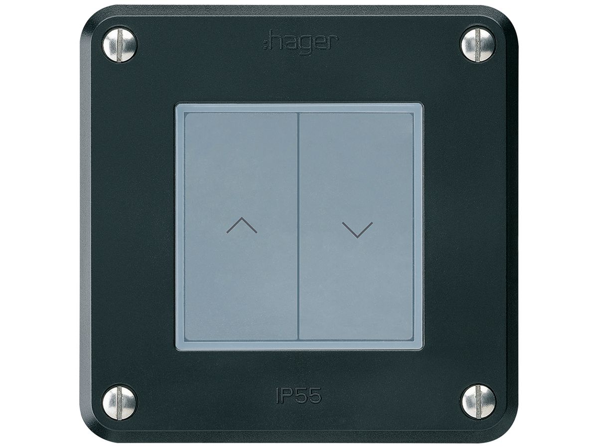 UP-KNX-Storentaster Hager BA robusto C 2-fach 86×86mm schwarz