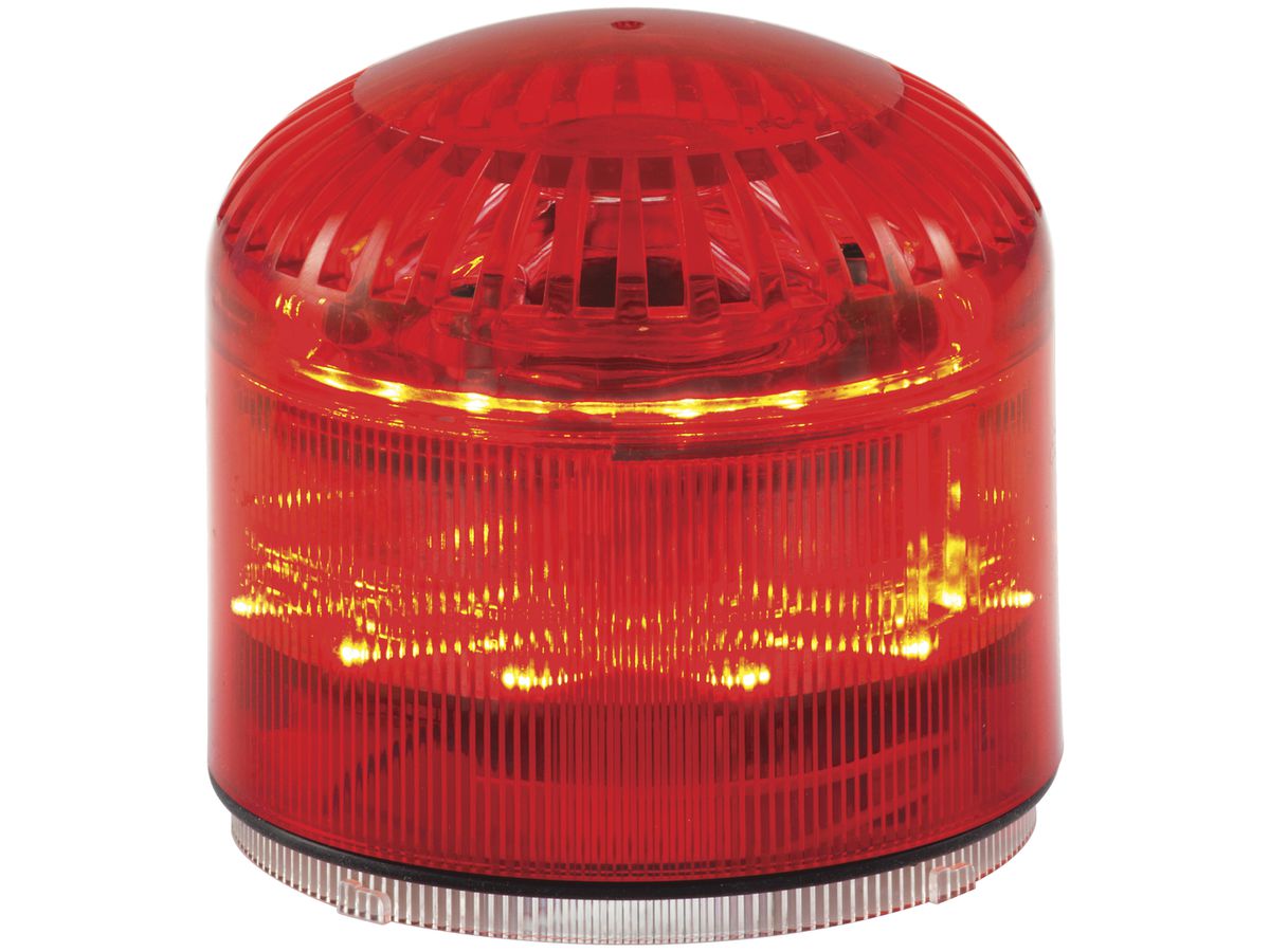 Sirene Hugentobler SIR-E LED M mit Licht, rot, ohne Sockel, IP65, Ø92×87.5mm