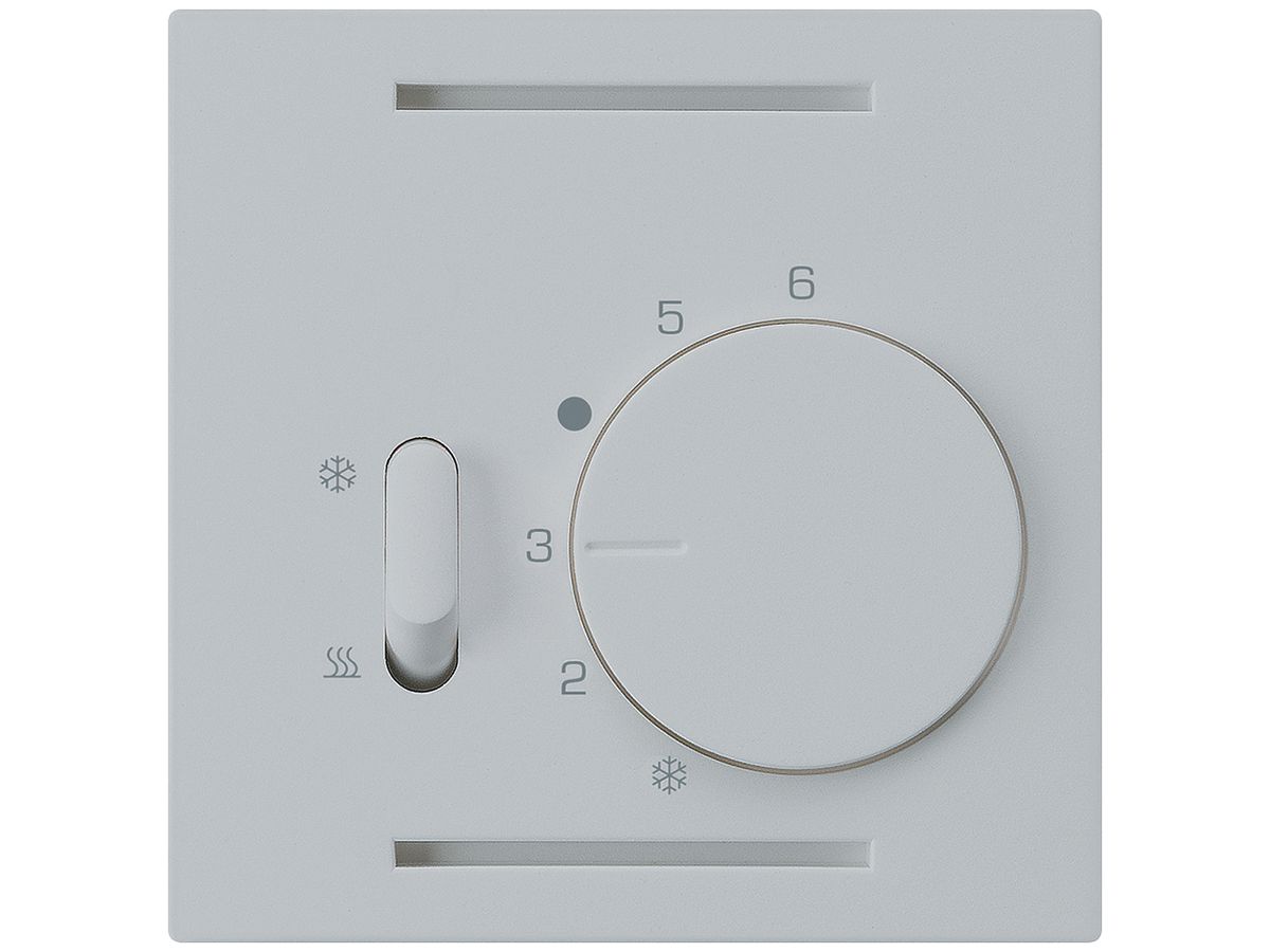 Frontplatte Hager kallysto, für Thermostat mit Schalter Heizen/Kühlen, hellgrau