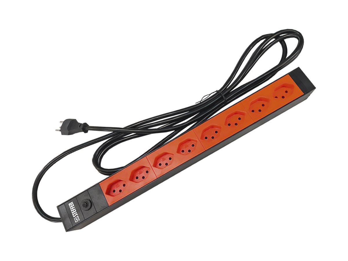 Steckdosenleiste Steffen ALU MODULAR 8×T13 3m orange