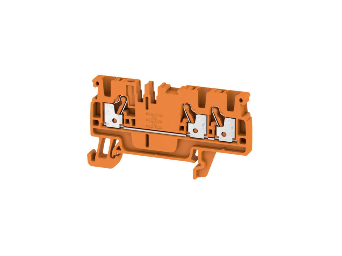 Durchgangs-Reihenklemme Weidmüller A3C PUSH IN 2.5mm² 3 Anschlüsse TS35 orange
