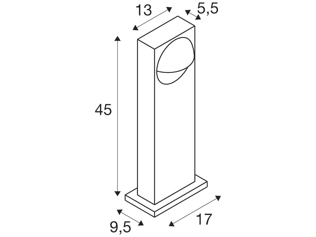 LED-Wegeleuchte SLV LID I 15W 900lm 2700/3000K IP65 170×95×450 anthrazit