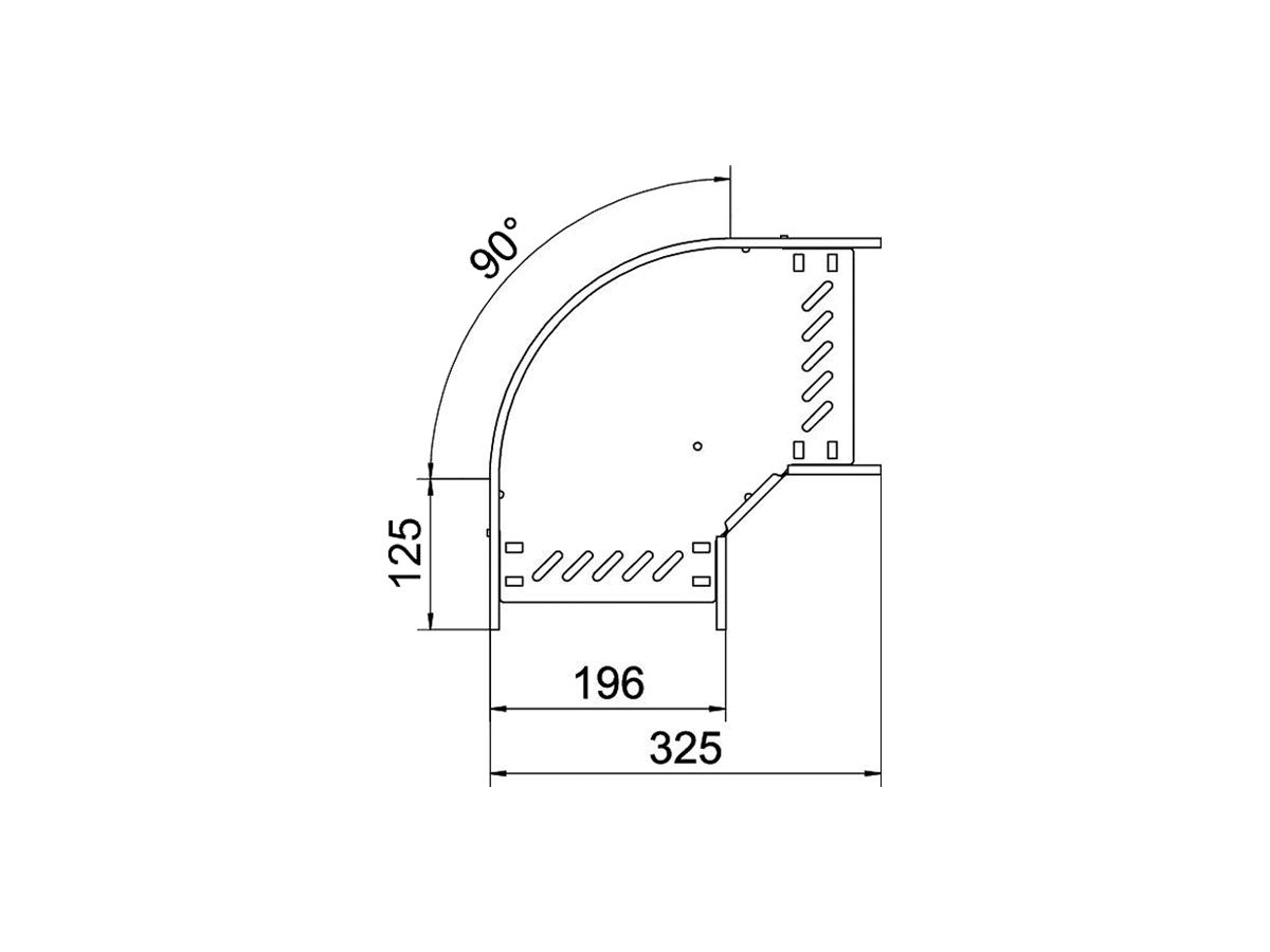 Bogen BET RB 90° 110×200mm Edelstahl A2 blank