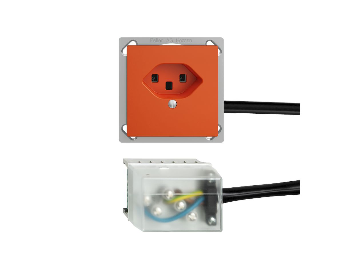 EB-Steckdose EDIZIOdue T23 L3 orange für Flachkabel Powerbus