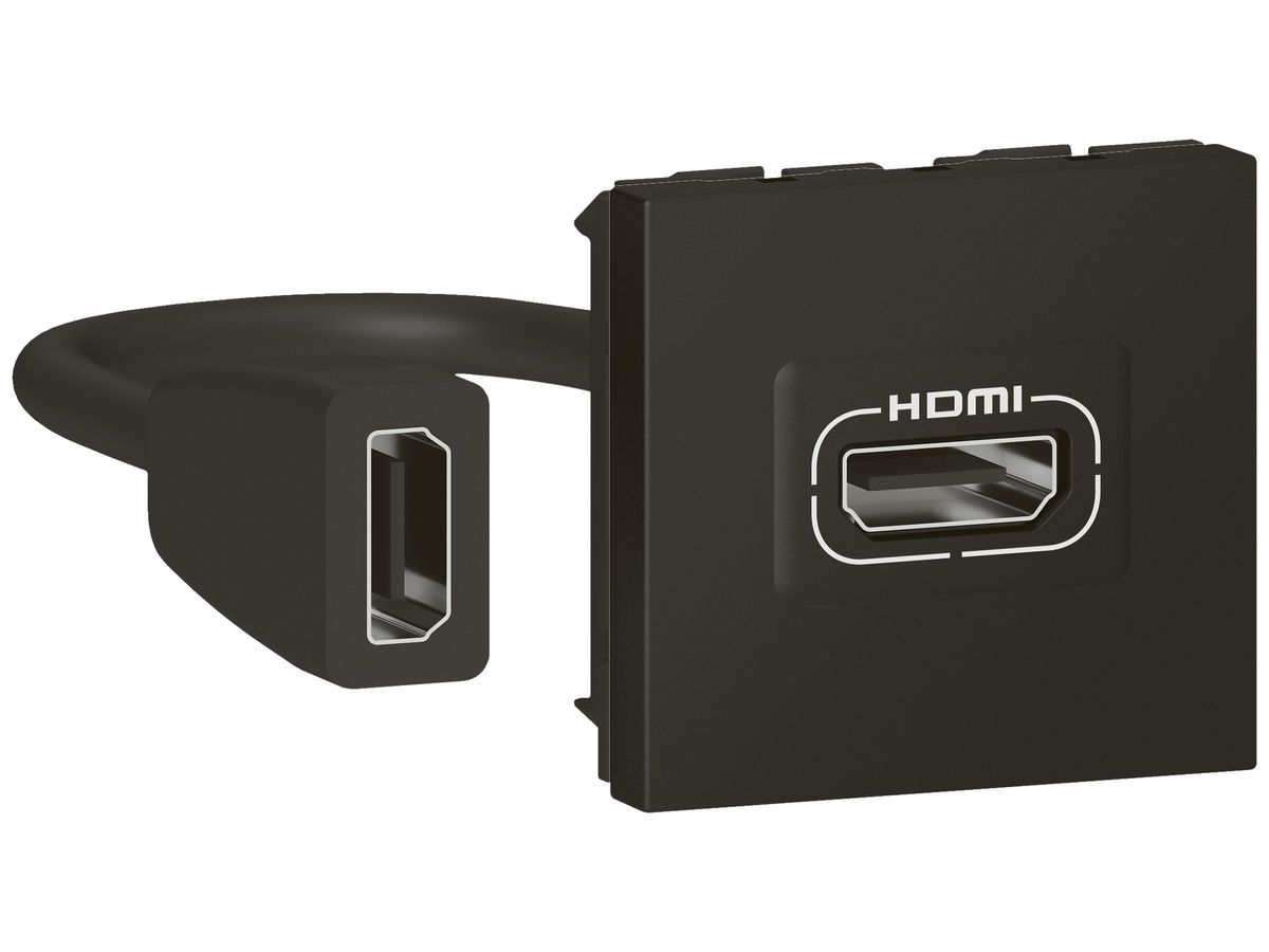 HDMI-Steckdose MOS vorkonfektioniert 2 Module schwarz matt