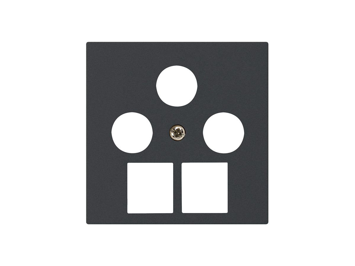Frontplatte kallysto 3×koaxial/2×RJ45 schwarz