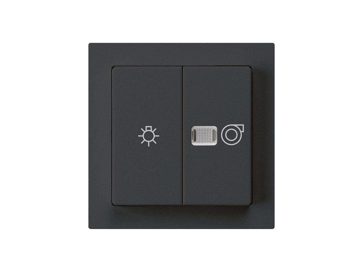 Frontset kallysto schwarz 60×60mm mit Symbol Licht+Ventilation