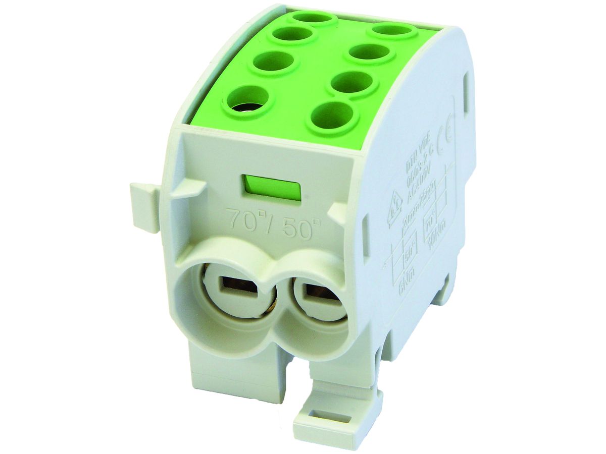 Verteilerblock Typ C 2×70/2×50mm² 160A CU grün-gelb