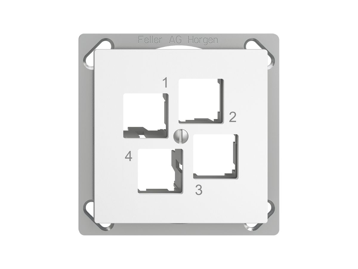 EB-Montageset EDIZIOdue FM.TE EASYNET S-One, für 4×RJ45, geradeauslass, weiss