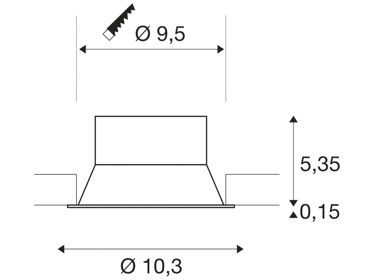 Einbaurahmen SLV NEW TRIA 95 Aluminium Ø103×55mm weiss