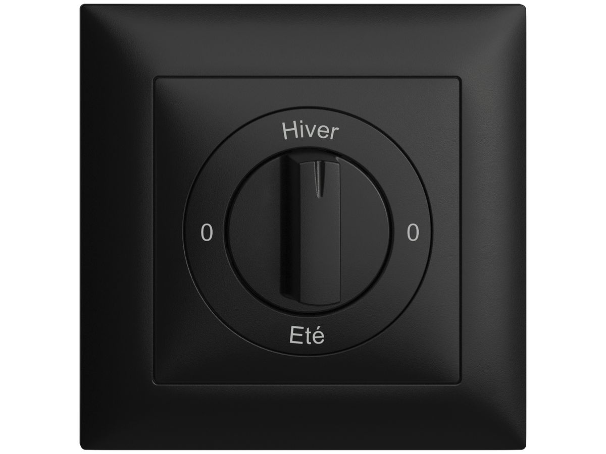 Frontset 0-Hiver-0-Eté EDIZIOdue schwarz 88×88mm für Drehschalter