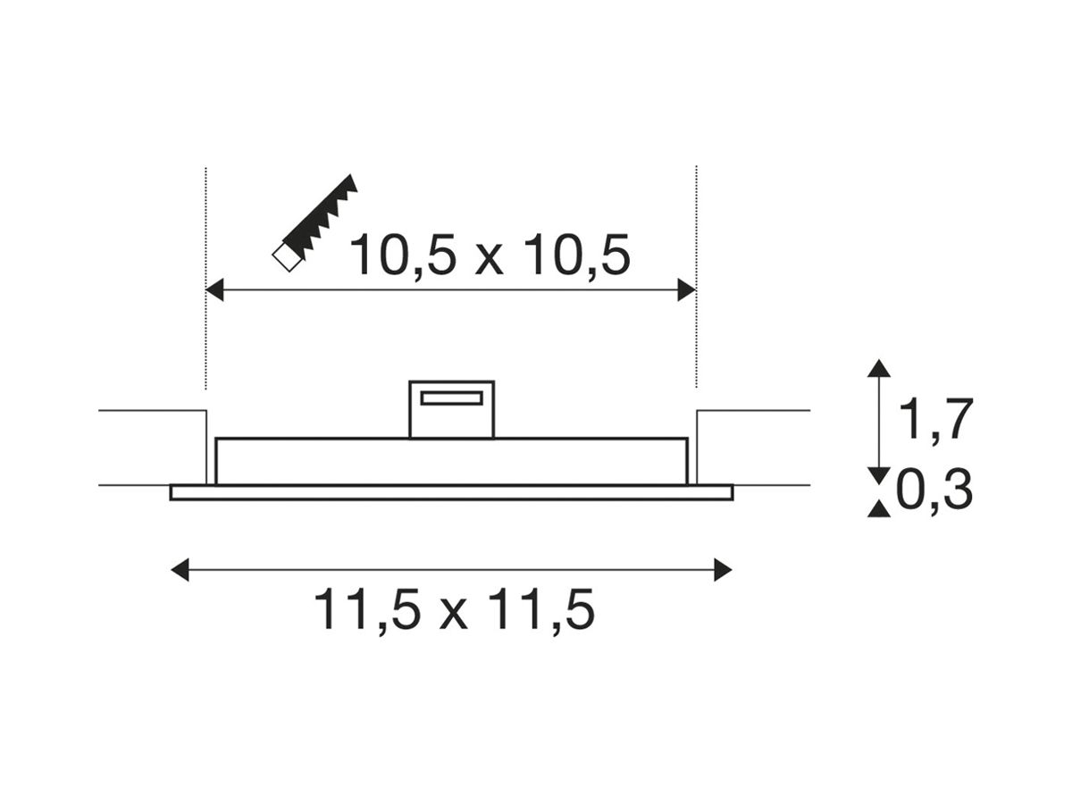 LED-Downlight SLV SENSER 12 SQUARE 6W 440lm 4000K 115/105×115/105×20mm weiss