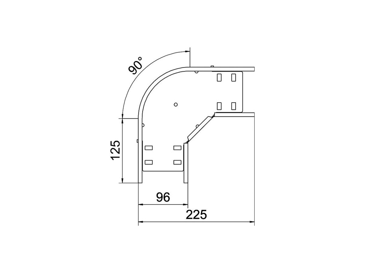 Bogen BET RB 90° 60×100mm Edelstahl A2 blank