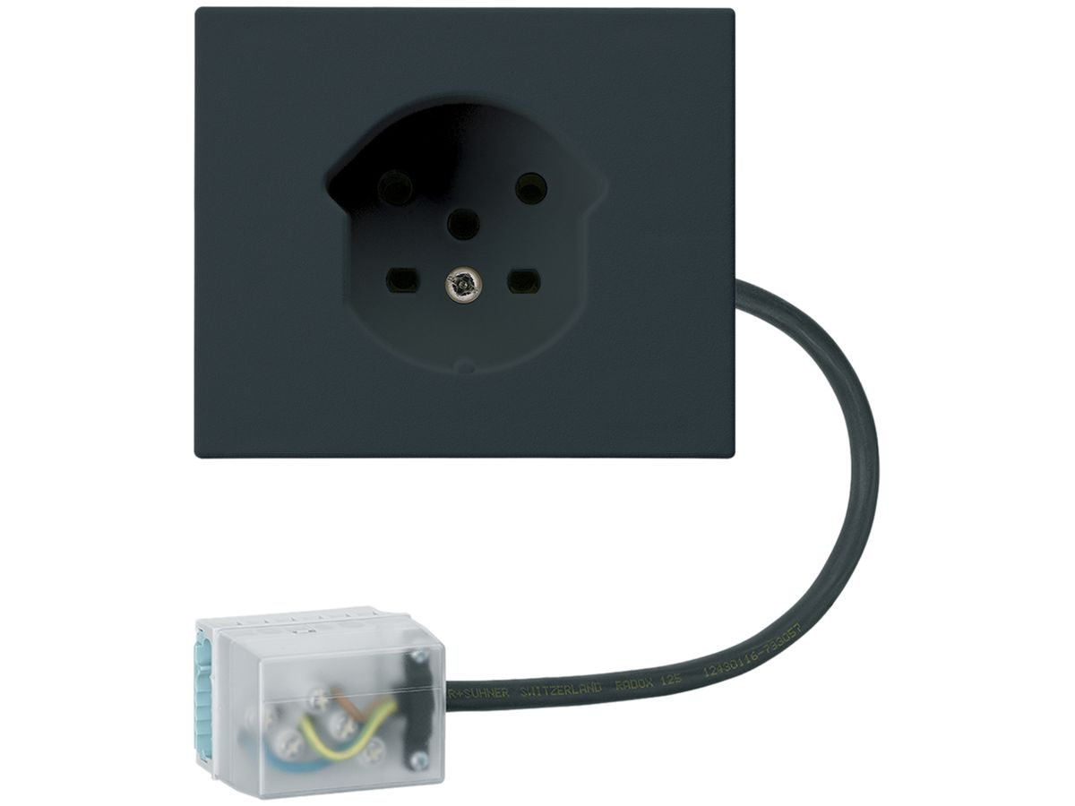 FLF-Steckdose HA Typ 15 mit Steckklemmen mit Flachkabel-Adapter Power schwarz