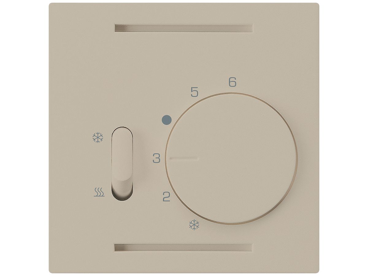 Frontplatte Hager kallysto, für Thermostat mit Schalter Heizen/Kühlen, beige