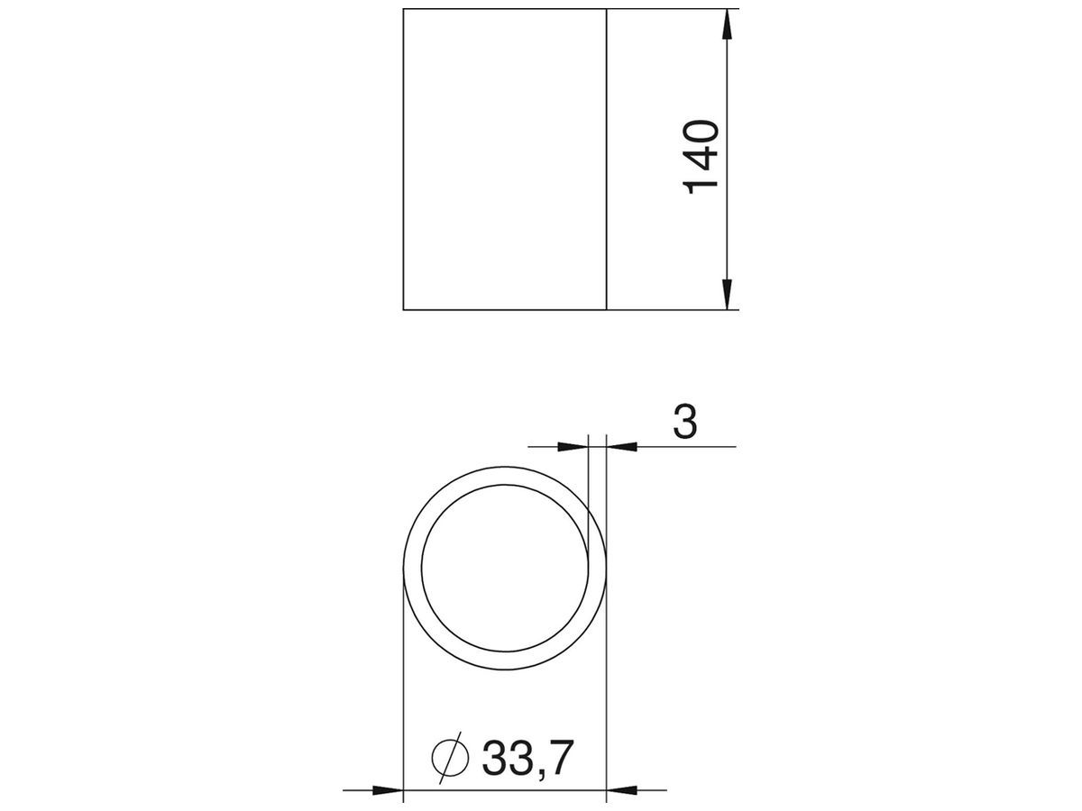 Distanzhülse BET DHI 140 33.7×140×3mm tauchfeuerverzinkt