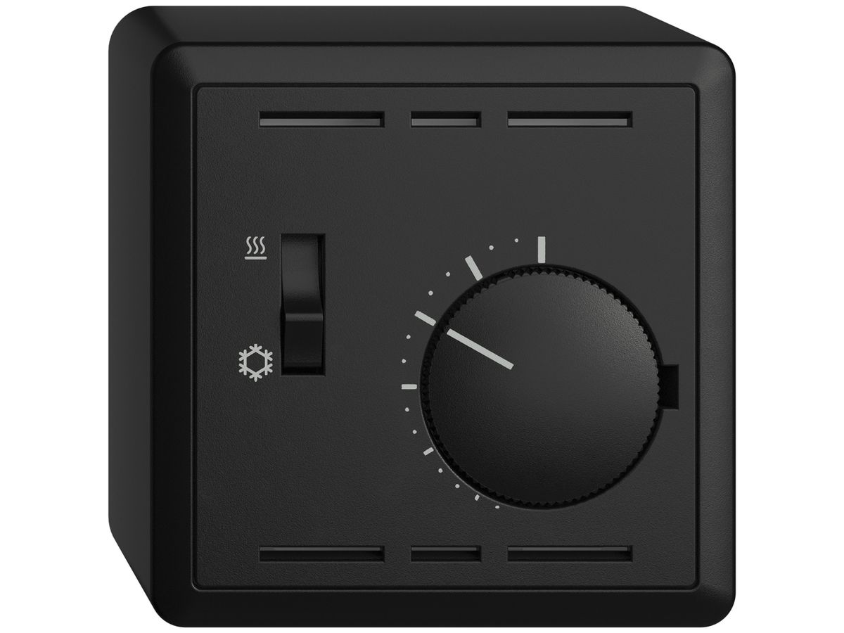 AP-Thermostat EDIZIOdue, mit Schalter Heizen/Kühlen, 74×74mm, schwarz
