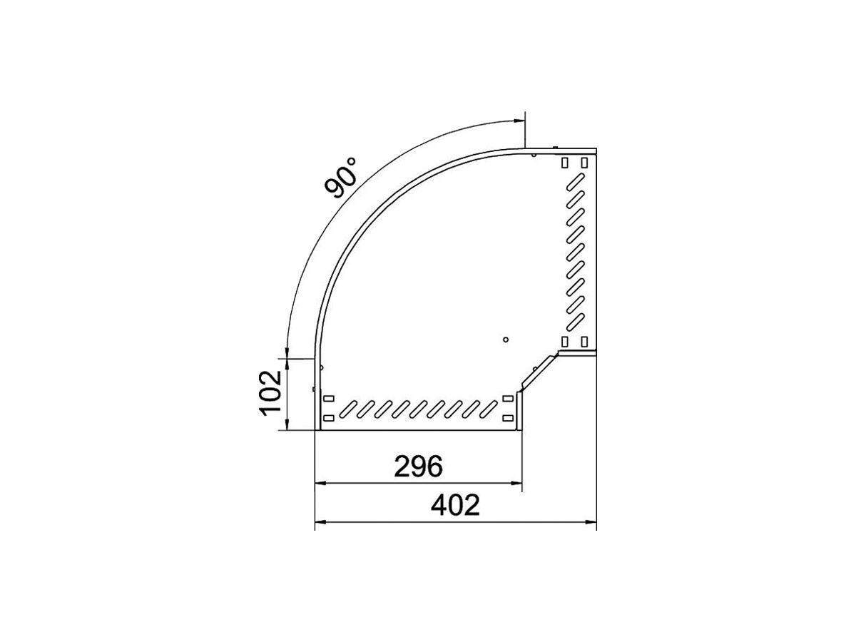 Bogen BET RB 90° 35×300mm Stahl bandverzinkt