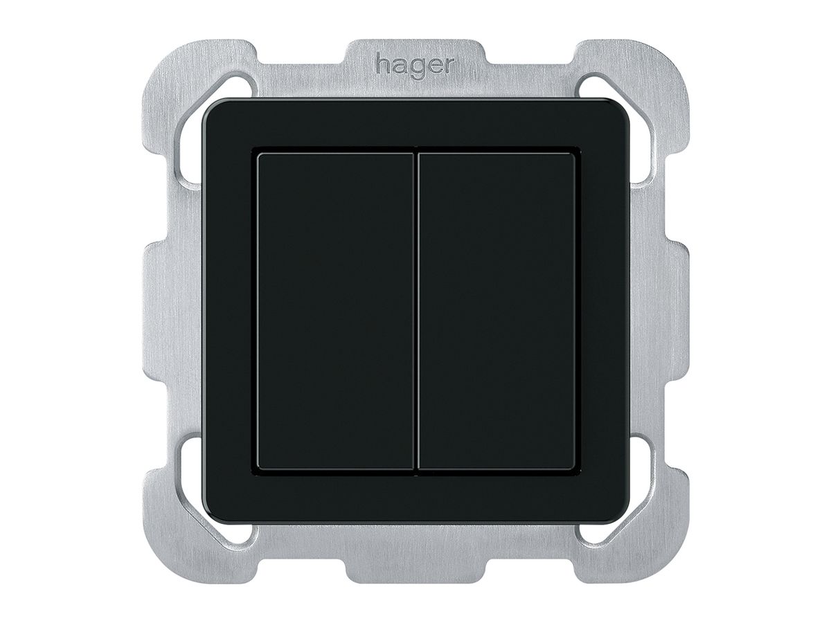 UP-KNX-Taster Hager BA basico B 2-fach 77×77mm schwarz