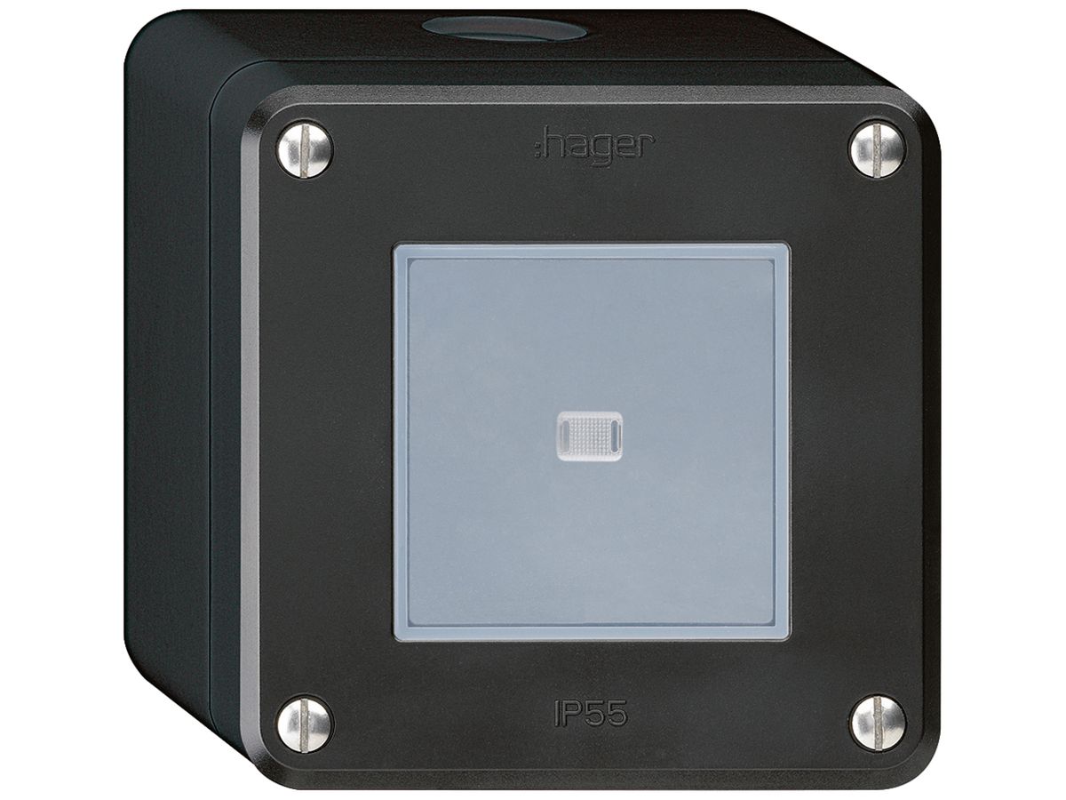 AP-Drucktaster robusto IP55 2P schwarz beleuchtet