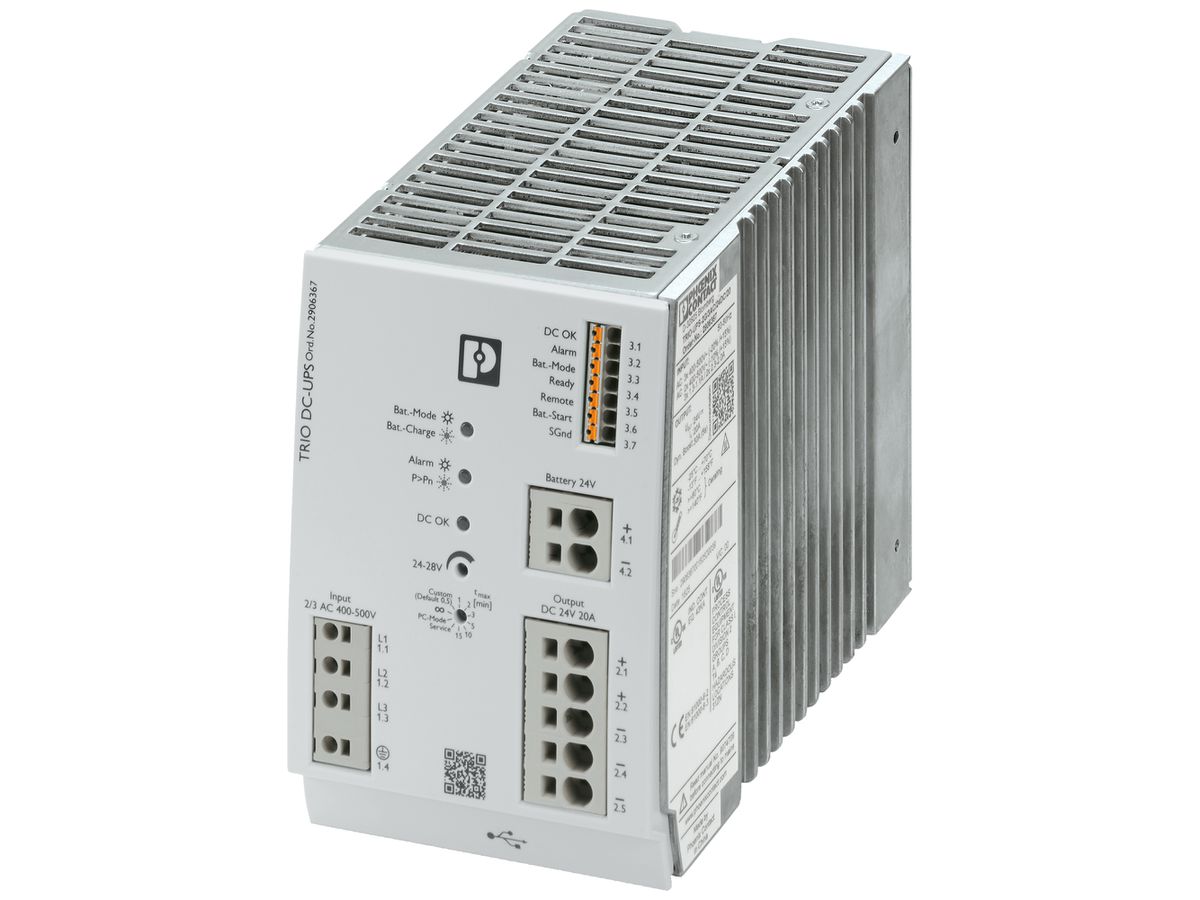 USV-Anlage PX TRIO-UPS-2G/3AC/24DC/20 Modbus IN 3L OUT 24VDC/20A