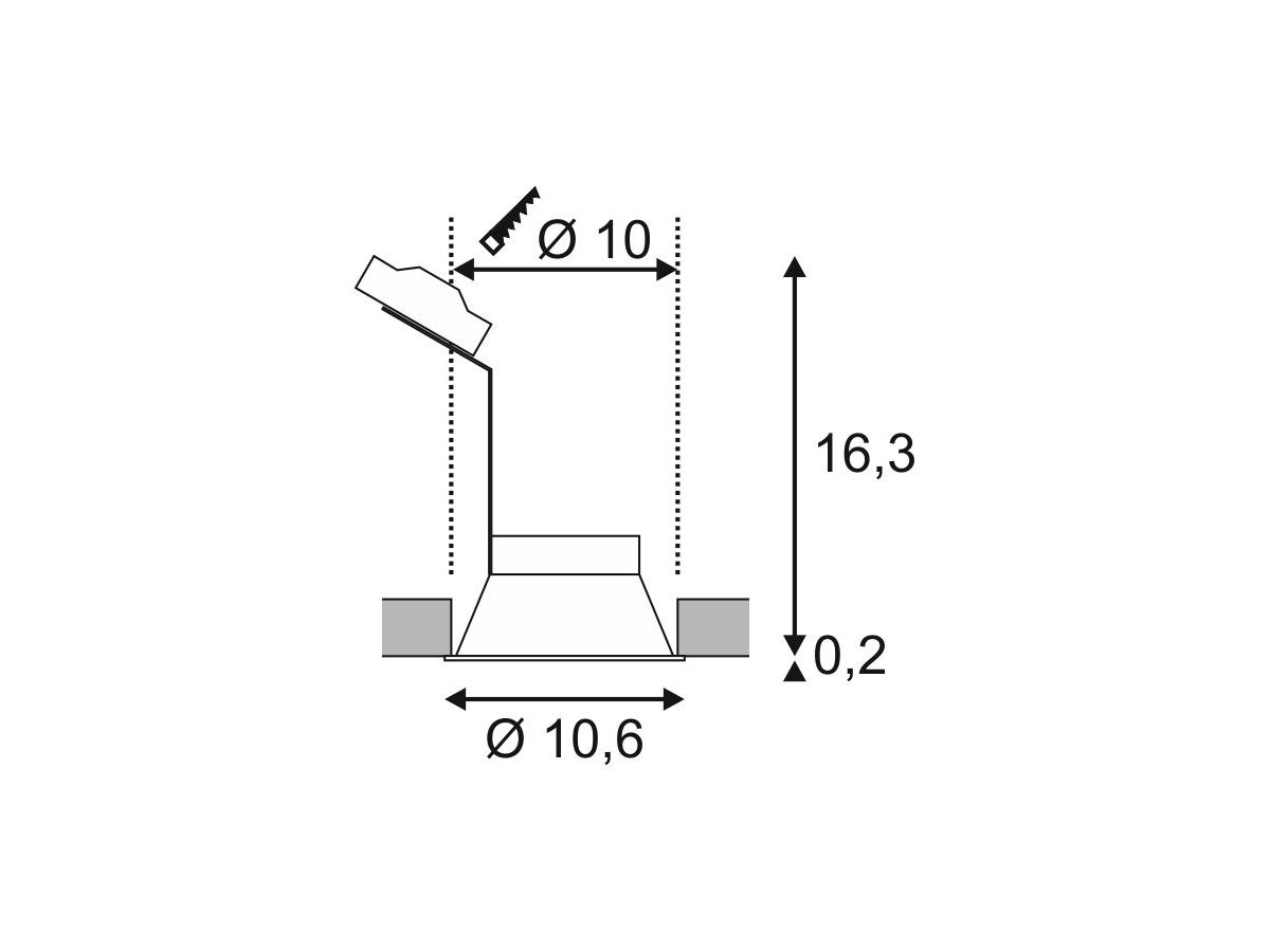 EB-Downlight SLV HORN-T, GU10 50W IP20 mattschwarz