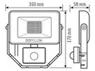 LED-Strahler ESYLUX AFL BASIC, 10W 3000K 1000lm 148×58×160mm IP65, schwarz