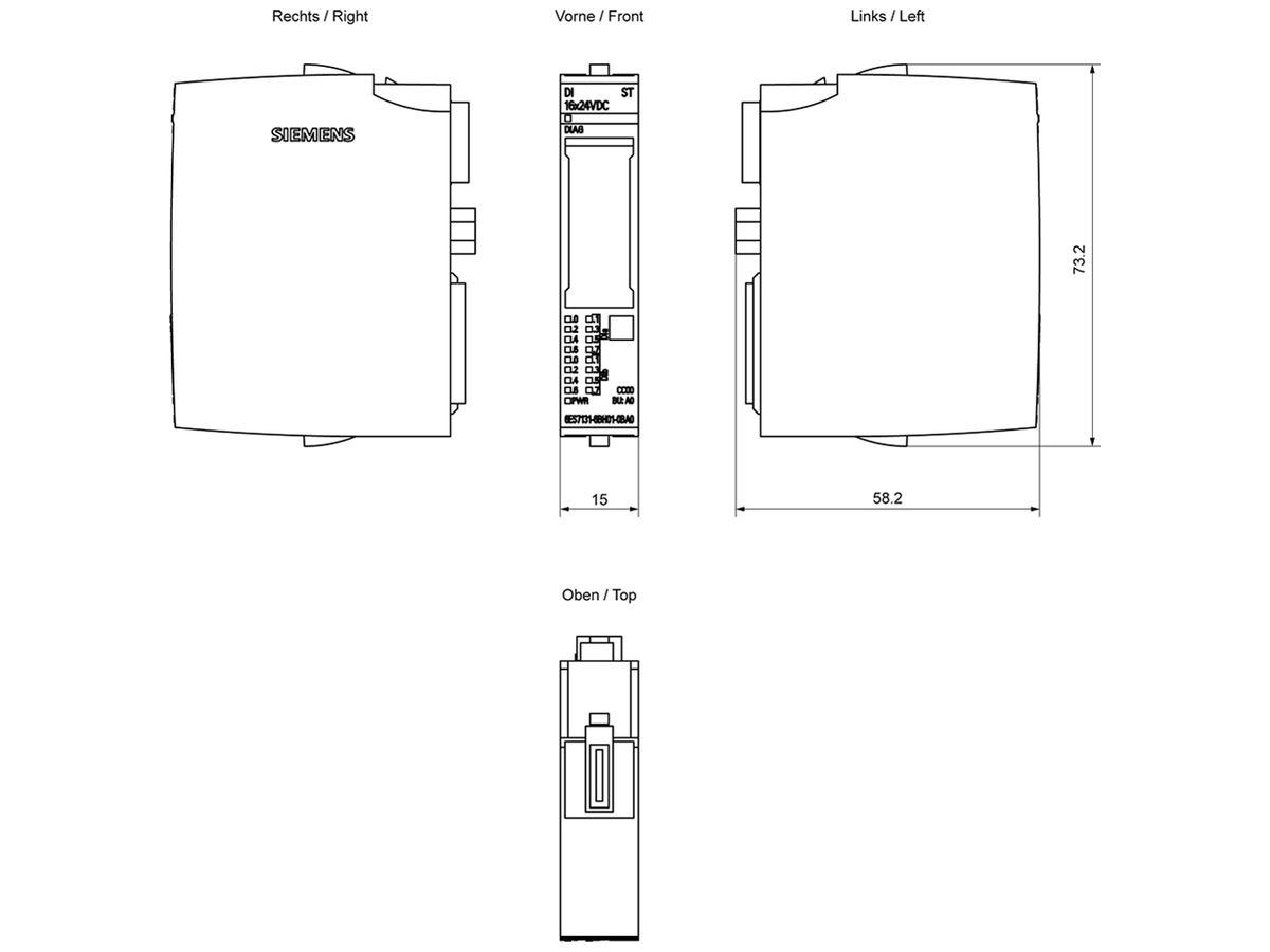 SPS-Eingabemodul Siemens SIMATIC ET200SP DI 16×24VDC ST A0 CC00