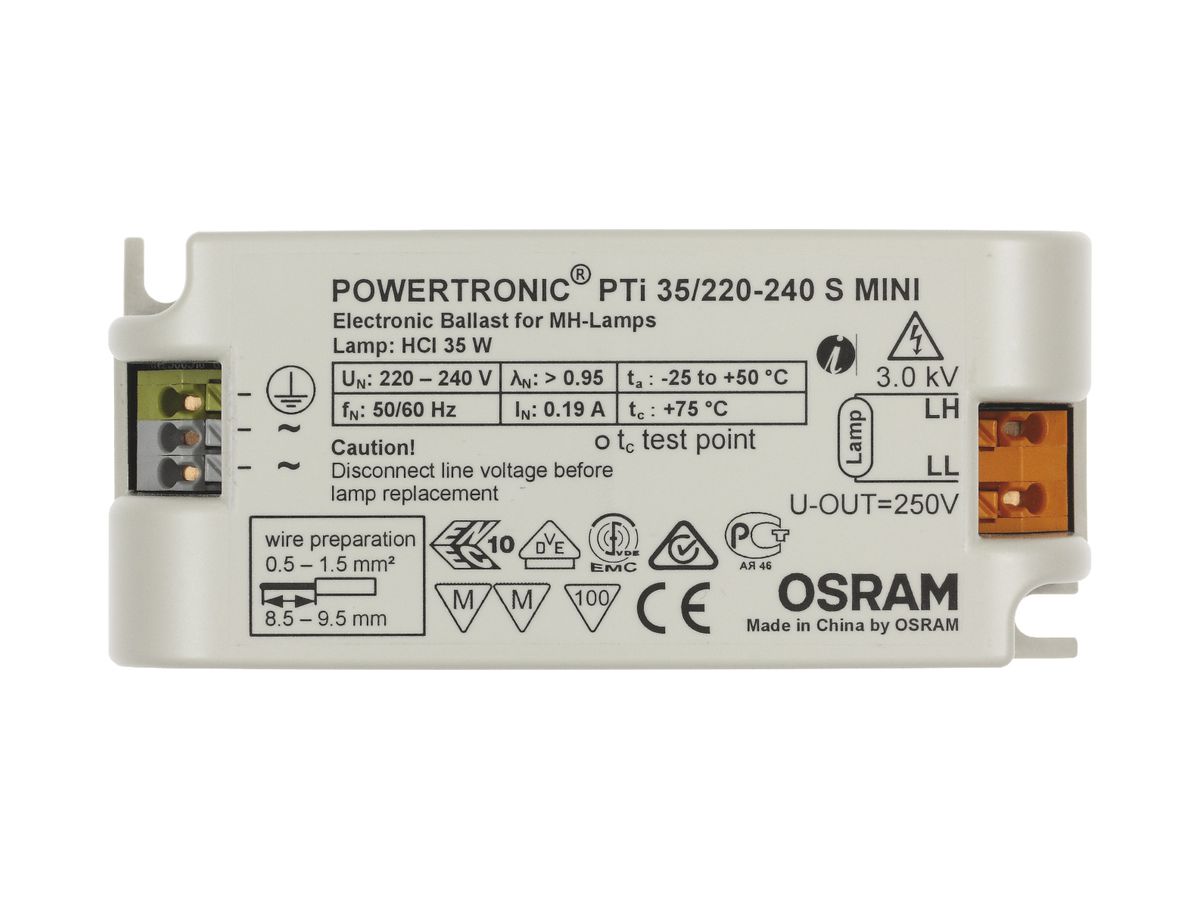 Vorschaltgerät Powertronic PTI S 35W 220…240V Intell. 97×43×30mm