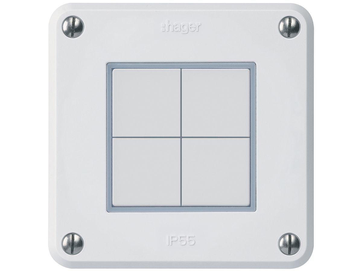 KNX-Taster Hager BA robusto A 4-fach 86×86mm weiss