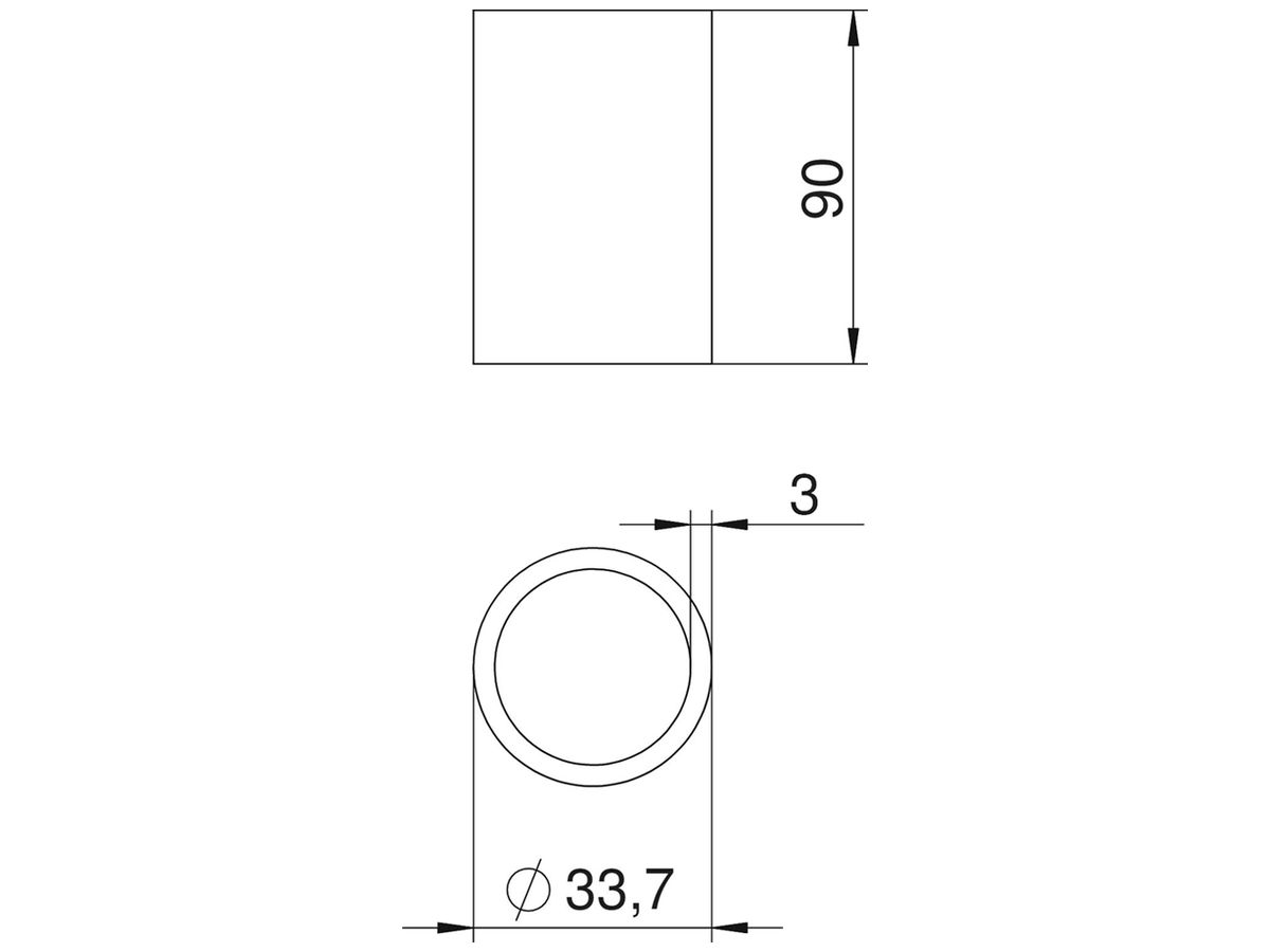 Distanzhülse BET DHI 090 33.7×90×3mm tauchfeuerverzinkt