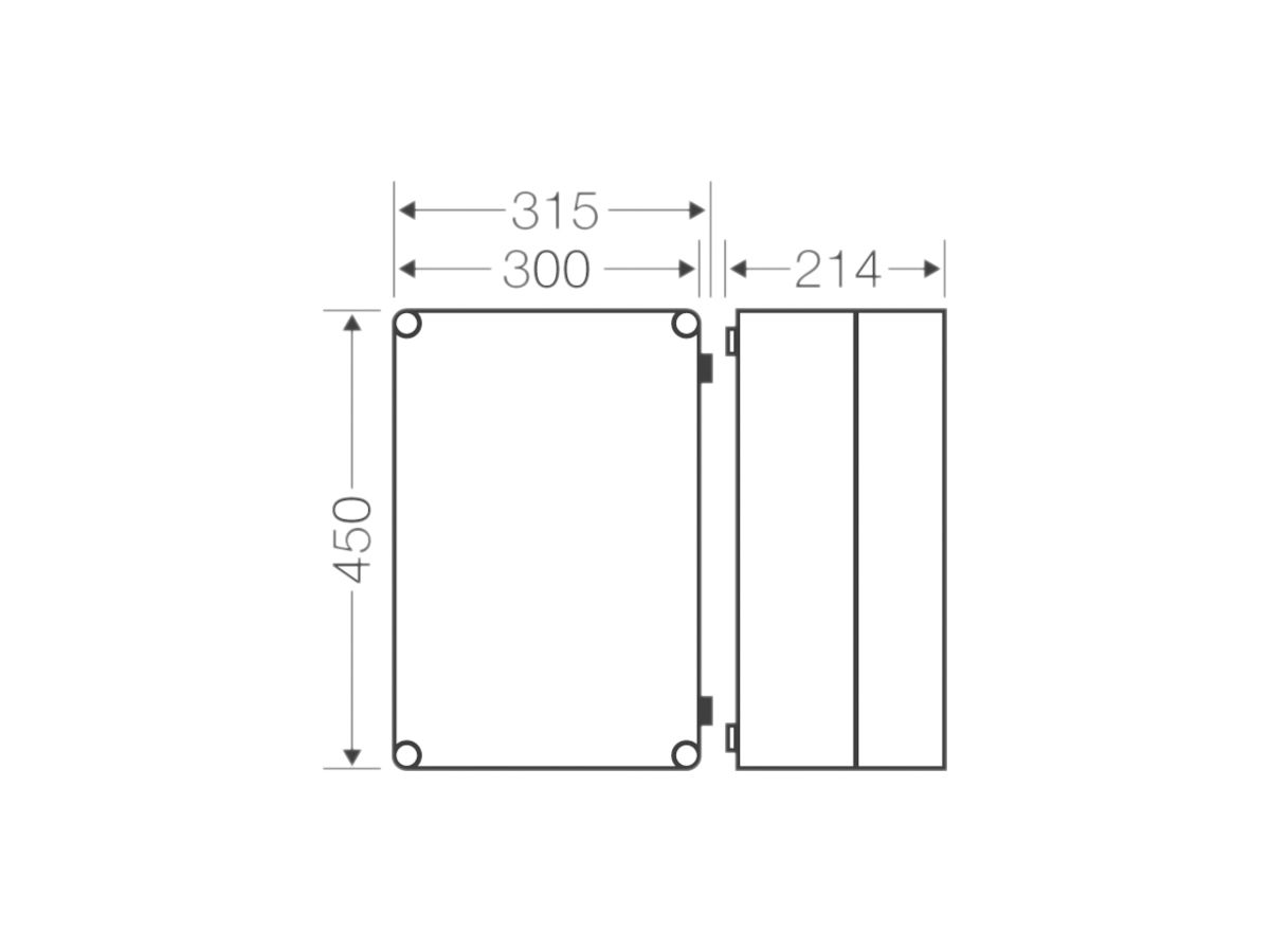 Apparategehäuse grau MI 9310 leer mit Deckel transparent, 450×300×214