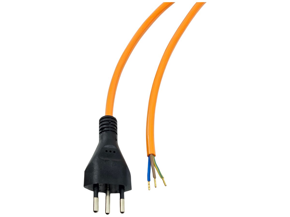 Anschlusskabel 3×1.5mm² 5m PUR Stecker T12 angespritzt orange