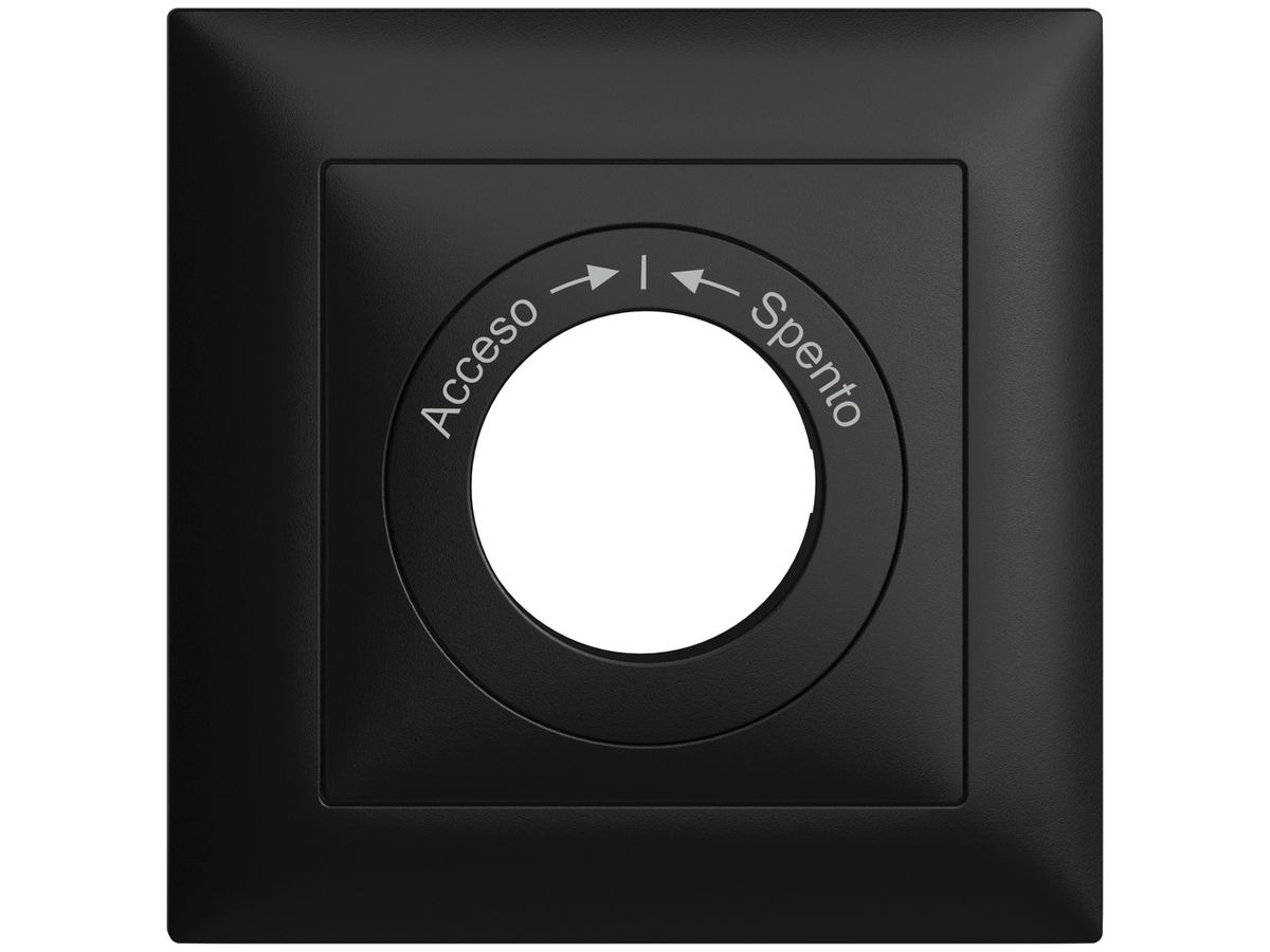 Frontset Acceso->I<-Spento EDIZIOdue schwarz 88×88mm für Schlüsselschalter