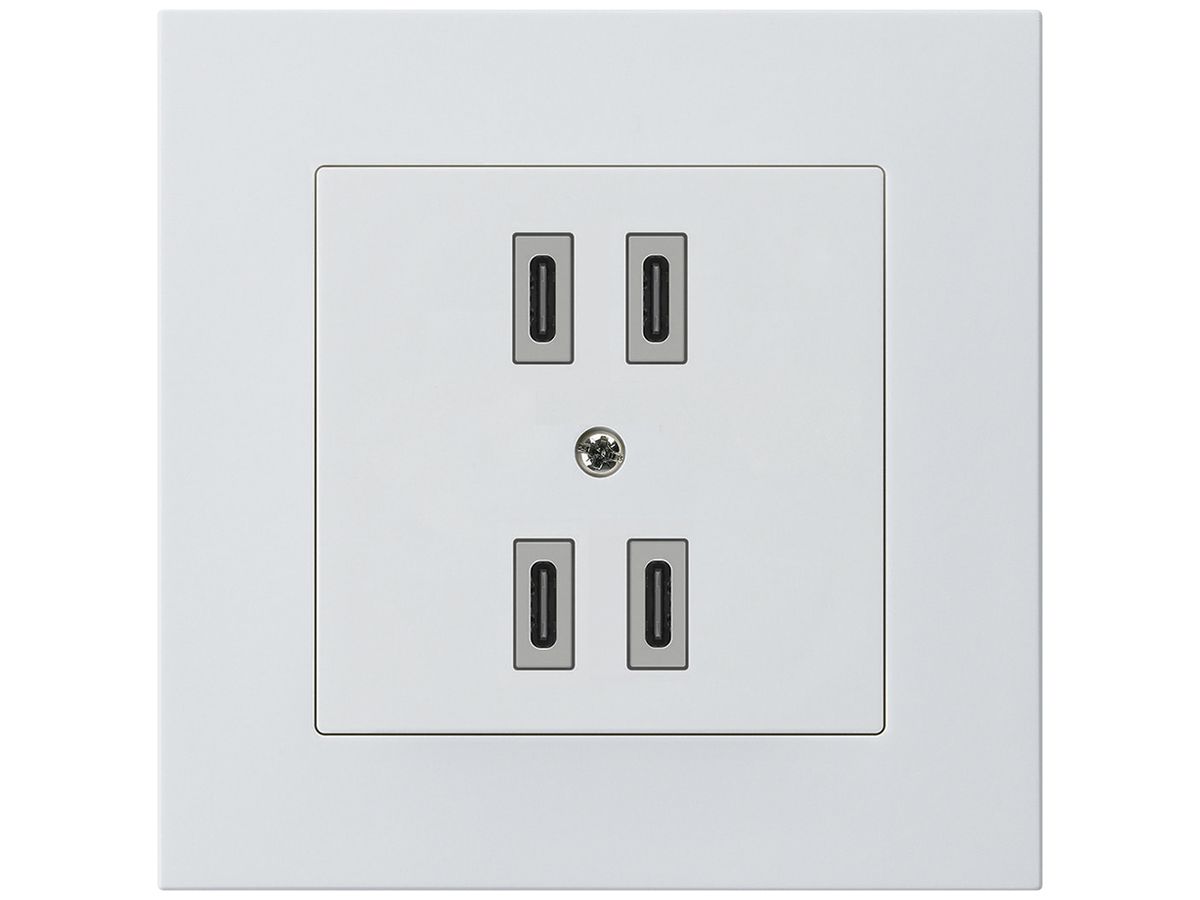 UP-USB-Ladesteckdose Hager kallysto.pro 2×C-C 2×20W oder 4×10W 5V 94×94mm weiss