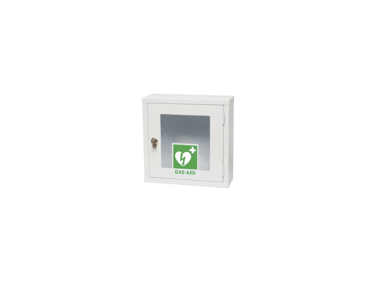 Wandgehäuse zu Defibrillator SAVER ONE, IP20, mit akustischem Alarm, weiss