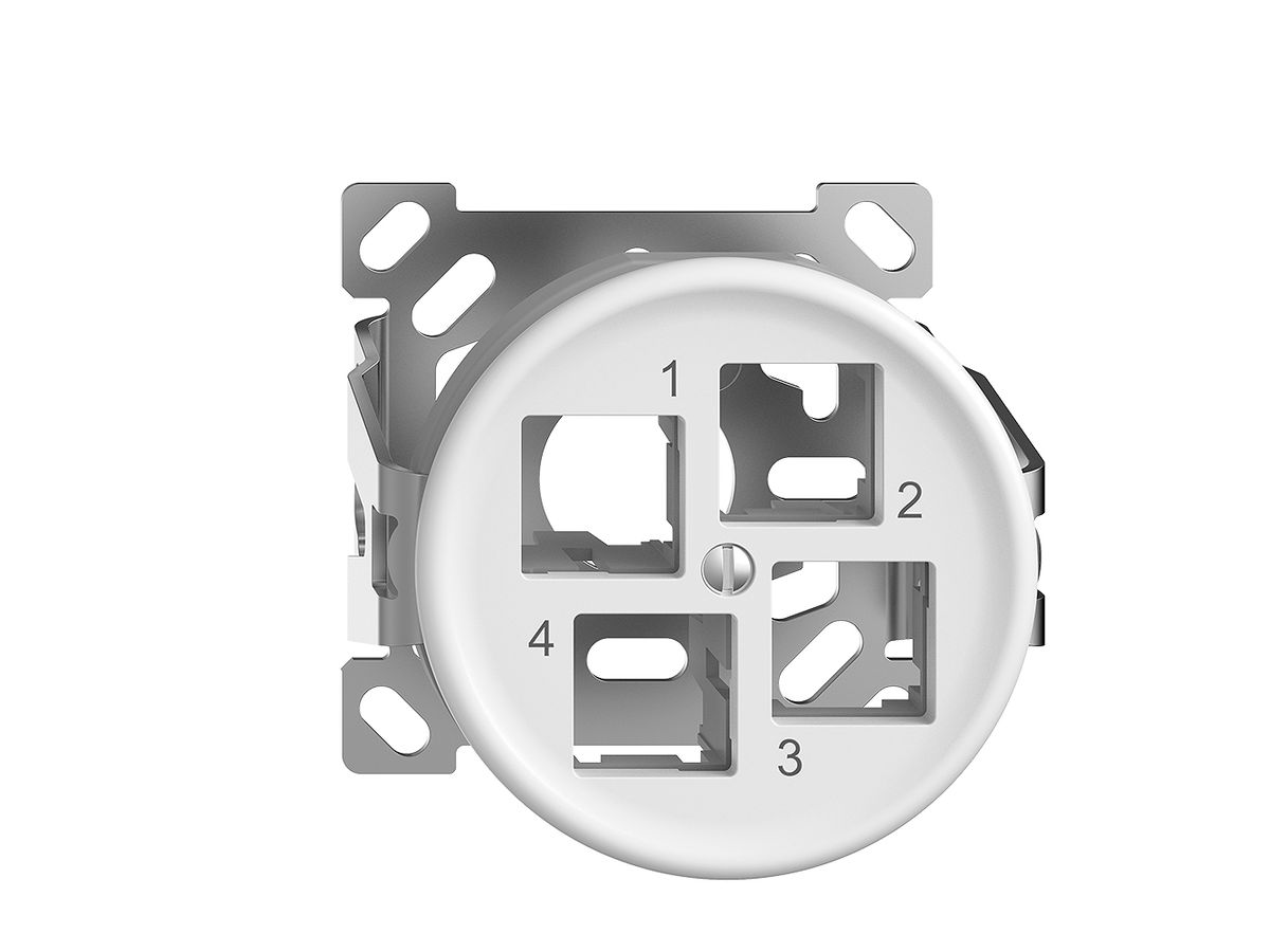 AP-Montageset Sdue EASYNET S-One, für 4×RJ45, Ø60 mm, geradeauslass, weiss