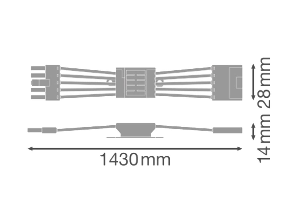 Durchverdrahtung LEDVANCE LINEAR INDIVILED 5×2.5mm² 1430mm Stecker/Buchse gelb