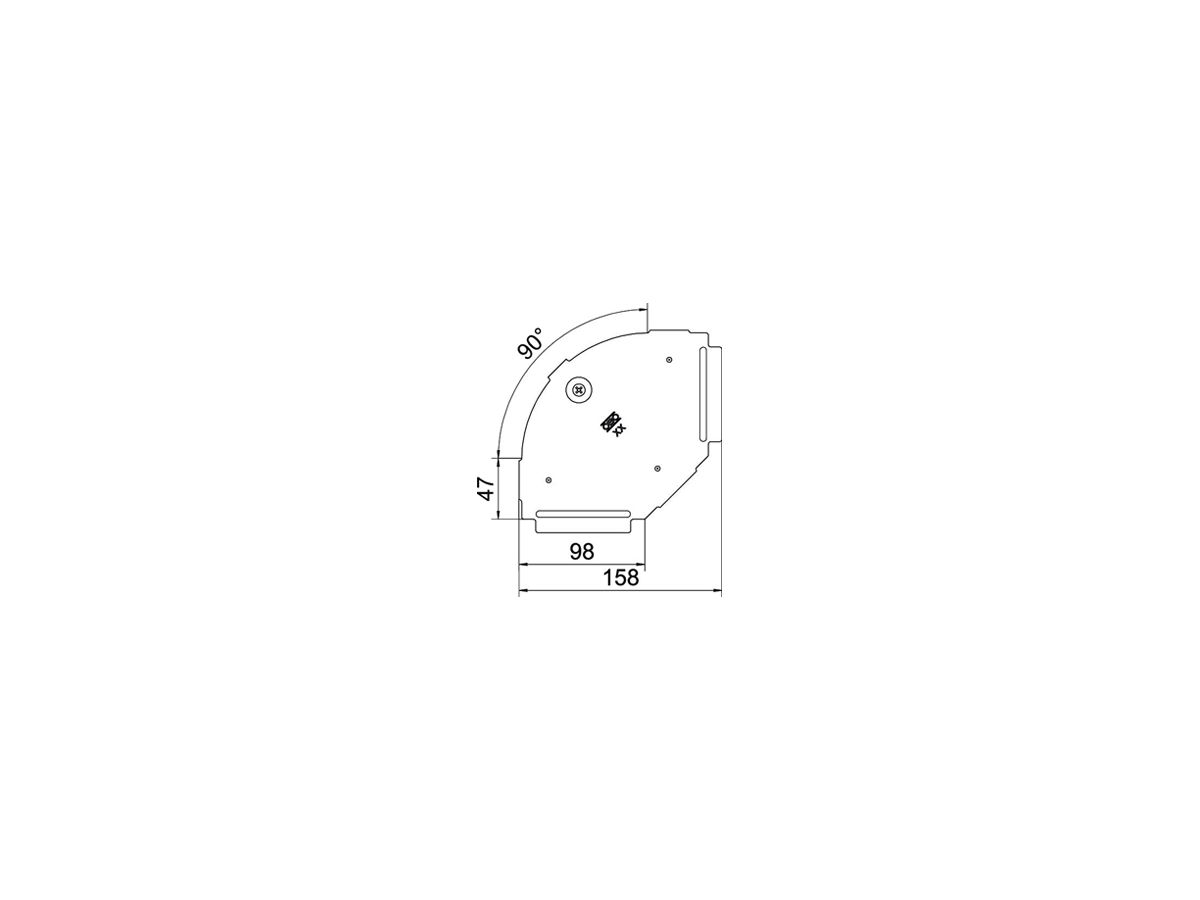 Deckel BET RBD 90° 100×157mm Stahl bandverzinkt Zink-Aluminium