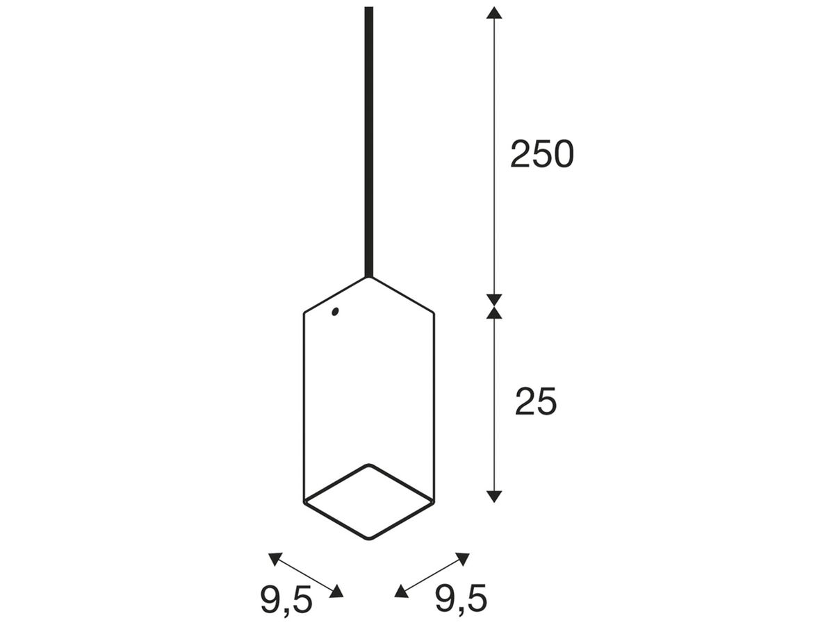 Pendelleuchte SLV QUADRASS E27 40W 250×95×95mm chrom