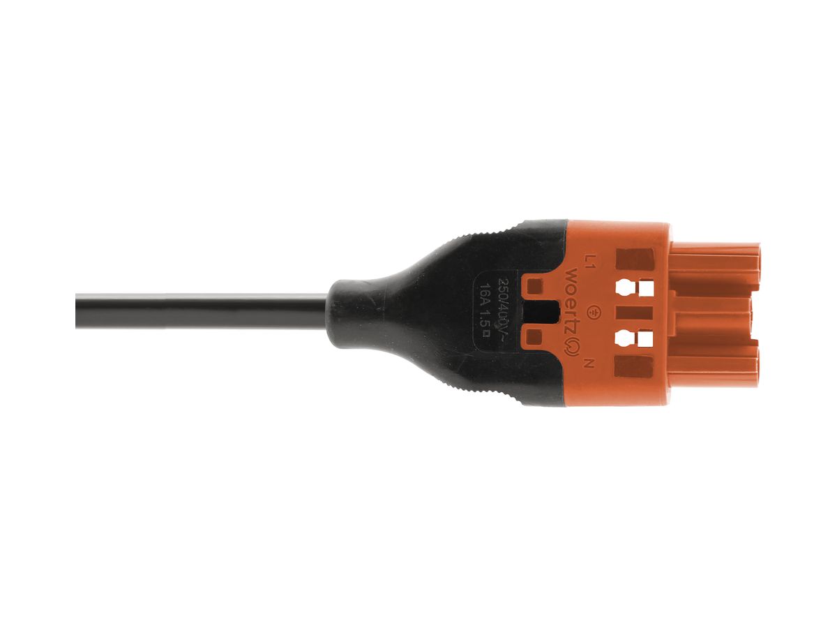 Anschlussleitung Woertz, Stecker 3L C3, 2m, halogenfrei, freies Ende, Cca