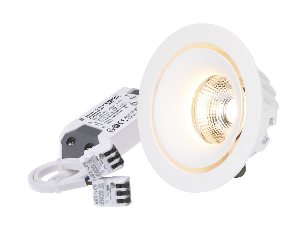 EB-LED-Spot maxLUCE MOON 8W 230V 650lm 3000K Loch-Ø80mm weiss 36° IP44