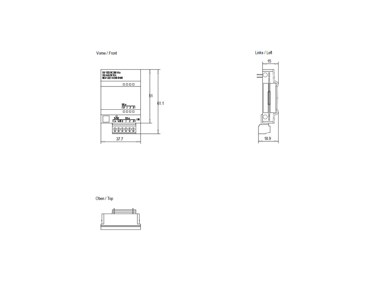 SPS-Ausgabemodul Siemens SIMATIC S7-1200 SB 1222 DO 4×5V 200kHz