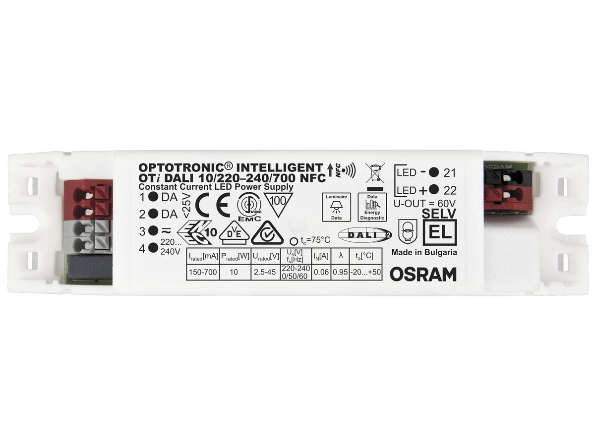 LED-Konverter Osram OTi PMD DALI NFC 700mA 10W IP20