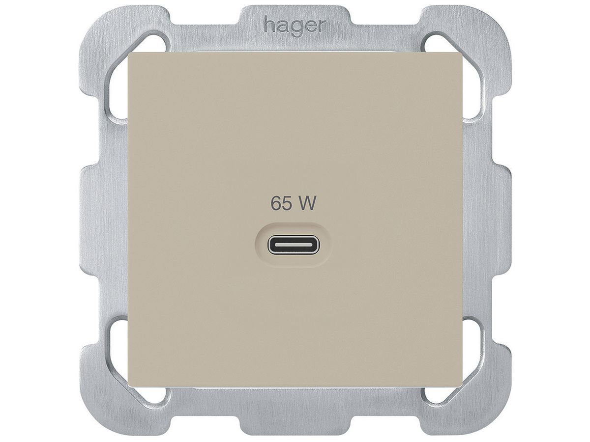 UP-USB-Ladesteckdose Hager kallysto Typ C 65W 3250mA beige